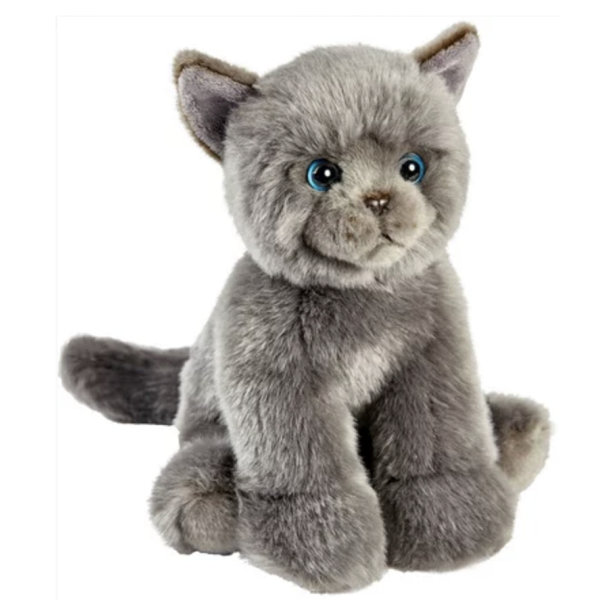 Peluche chat chartreux assis 30cm couleur unique, ANIMA