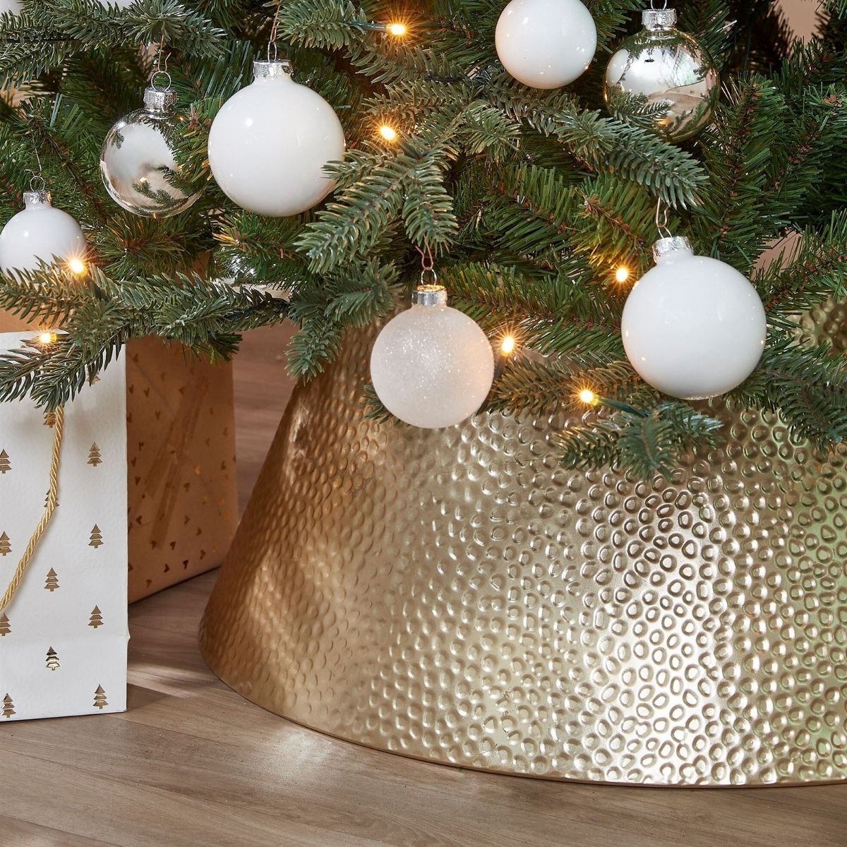 Cache-pied de sapin de Noël L58 cm GLACIA or, MICA DECORATIONS
