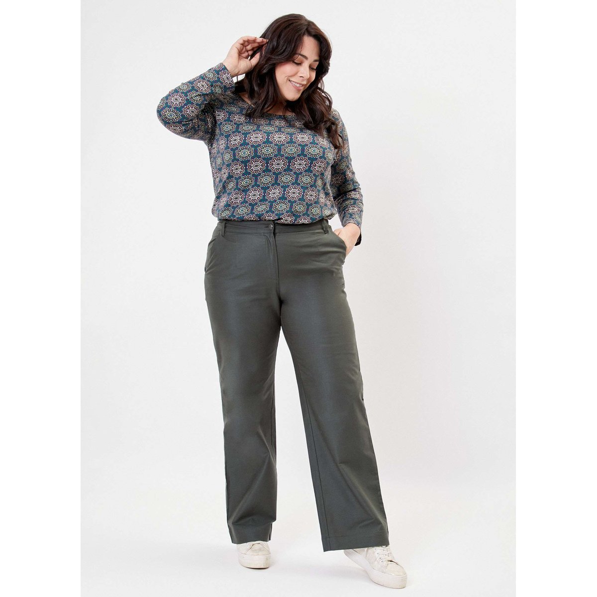 Pantalon large toile de coton bio ERNST vert forêt, LA FIANCÉE