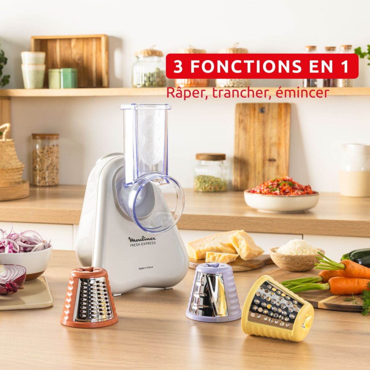 Rapeur trancheur électrique Fresh Express DK853BE0 couleur unique, MOULINEX
