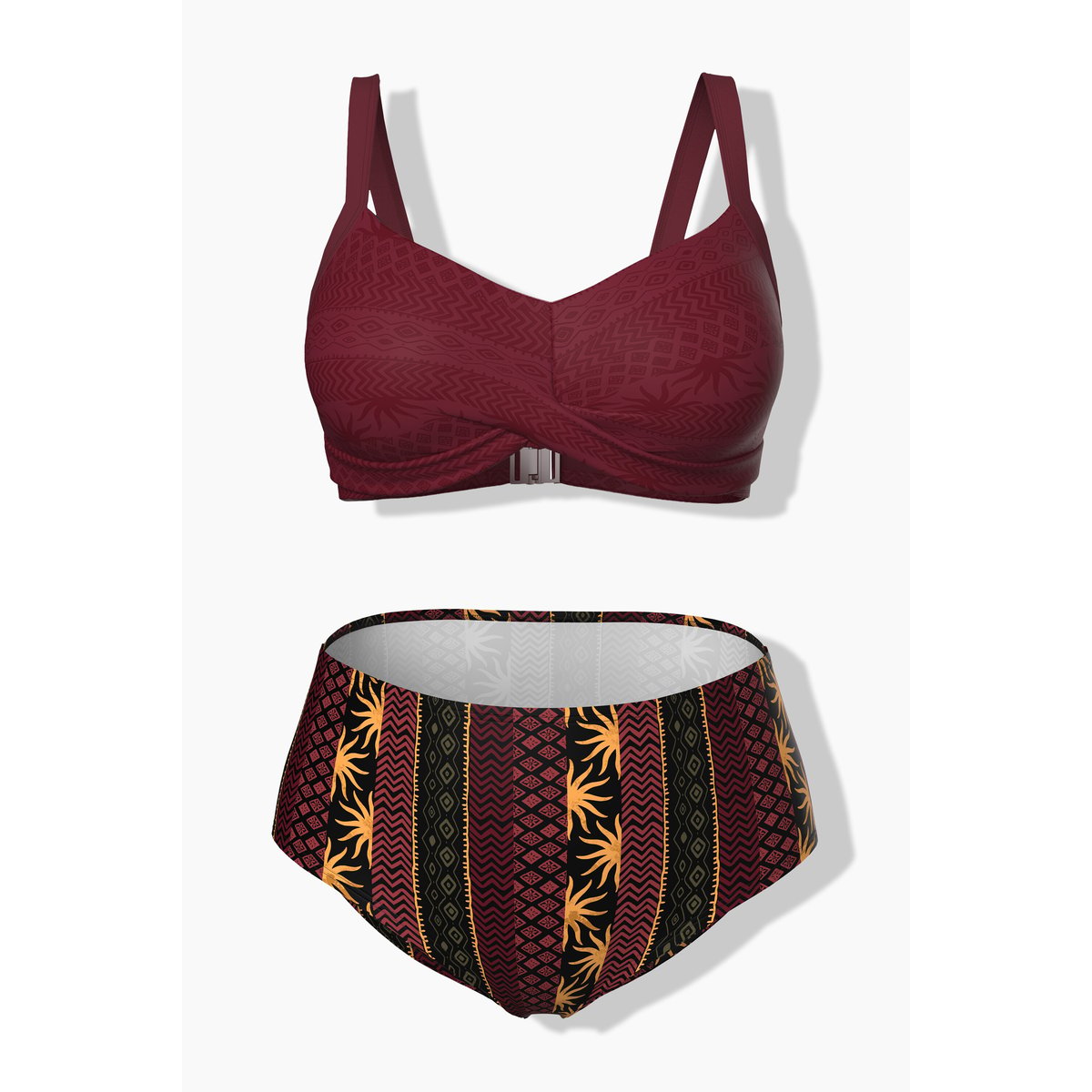 Bikini motif bohème, avec bonnets souples rouge pur, ULLA POPKEN