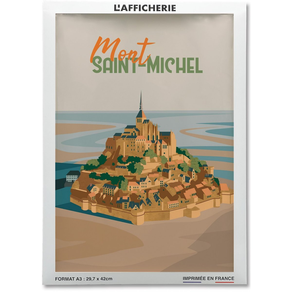 Affiche ville Mont-Saint-Michel 2 blanc, L'AFFICHERIE