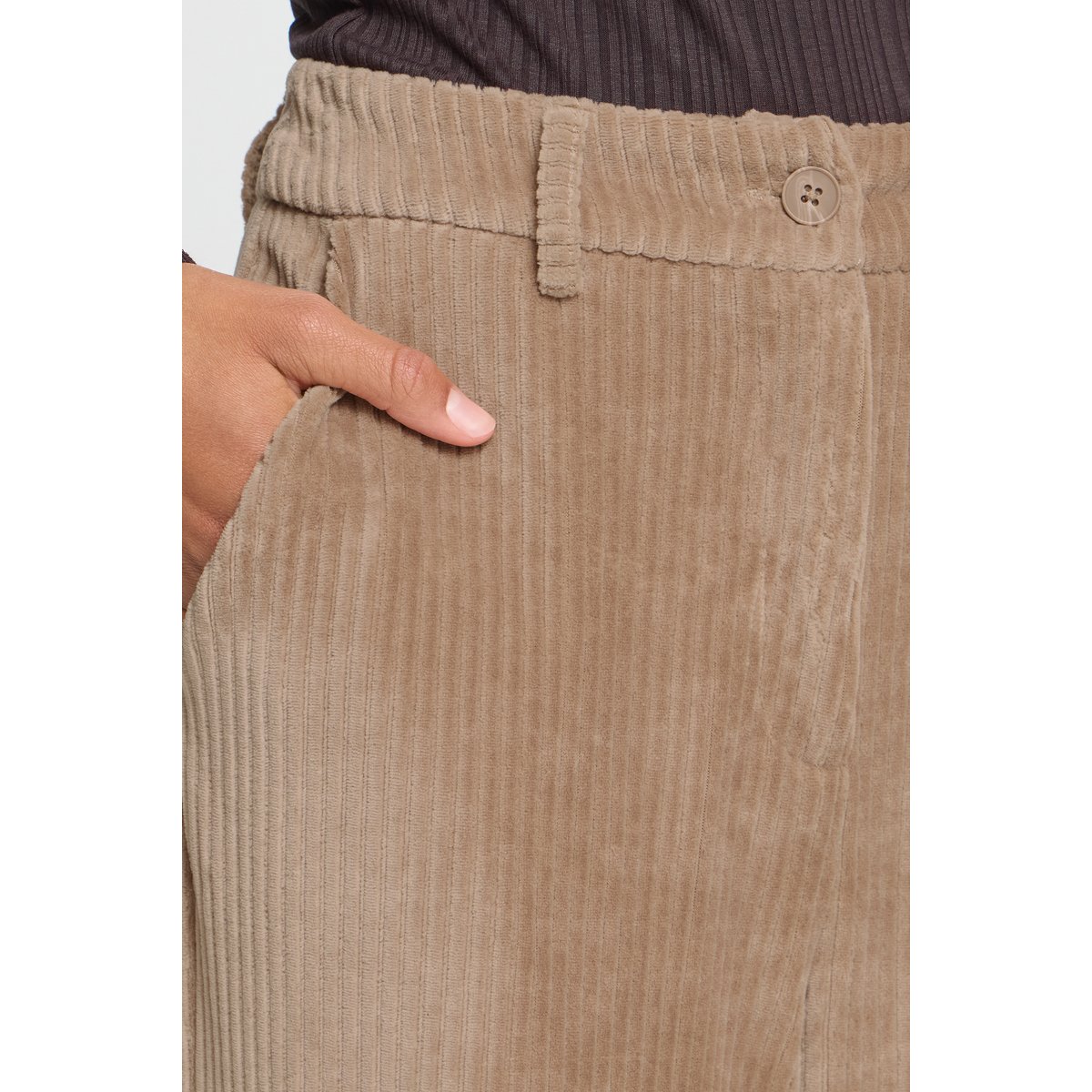 Pantalon en velours, coupe droite, jambes larges marron toasted coconut, ICHI