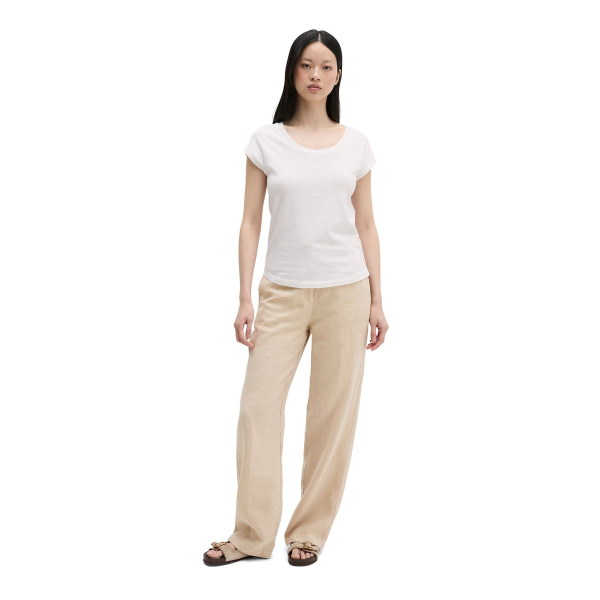 T-shirt regular en coton organique blanc, MARC O'POLO