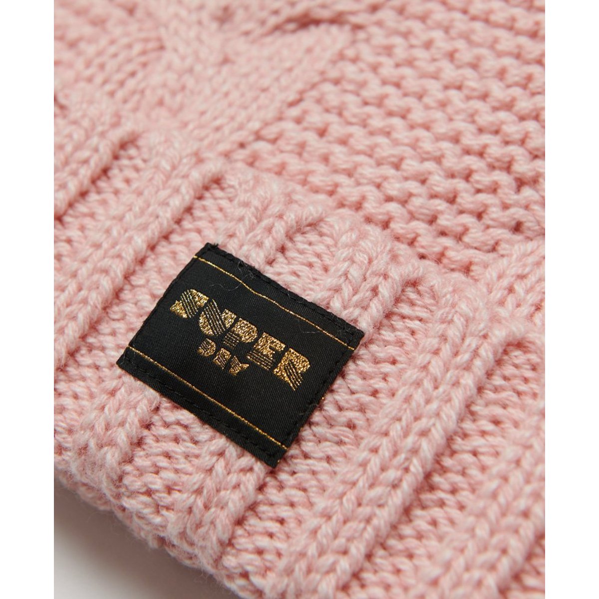 Bonnet en maille torsadée rose moucheté, SUPERDRY