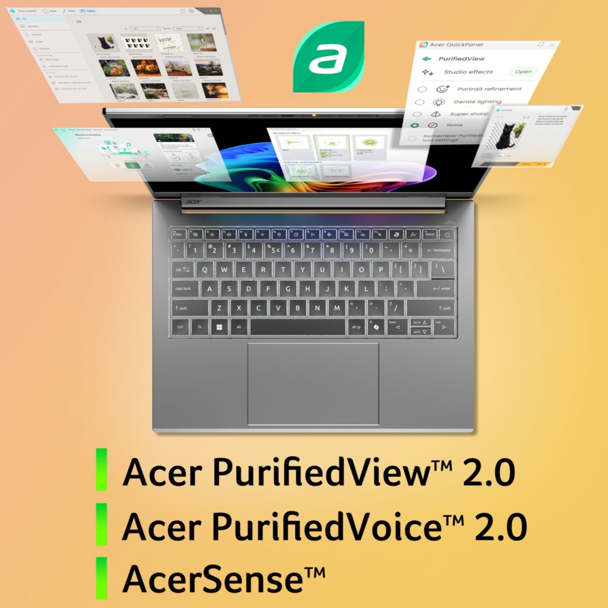 Ordinateur portable Aspire A14-61M-R5R2 14" OLED AMD Ryzen AI 7 345 16 Go RAM DDR5 SSD 1 To Copilot+PC couleur unique, ACER