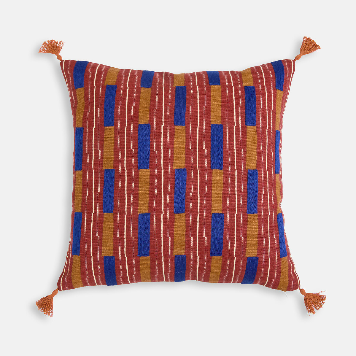 Housse de coussin, 80% coton, 20% lin, 45 x 45 cm, TINARI rouge, LA REDOUTE INTERIEURS
