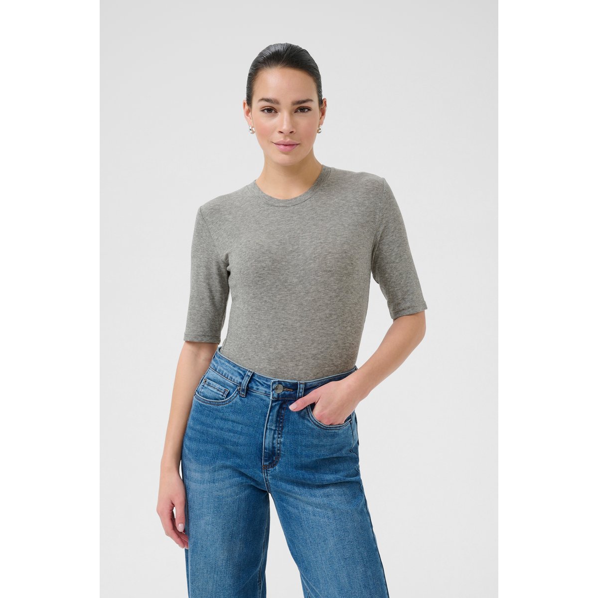 T-shirt à manches longues gris grey melange, KAFFE