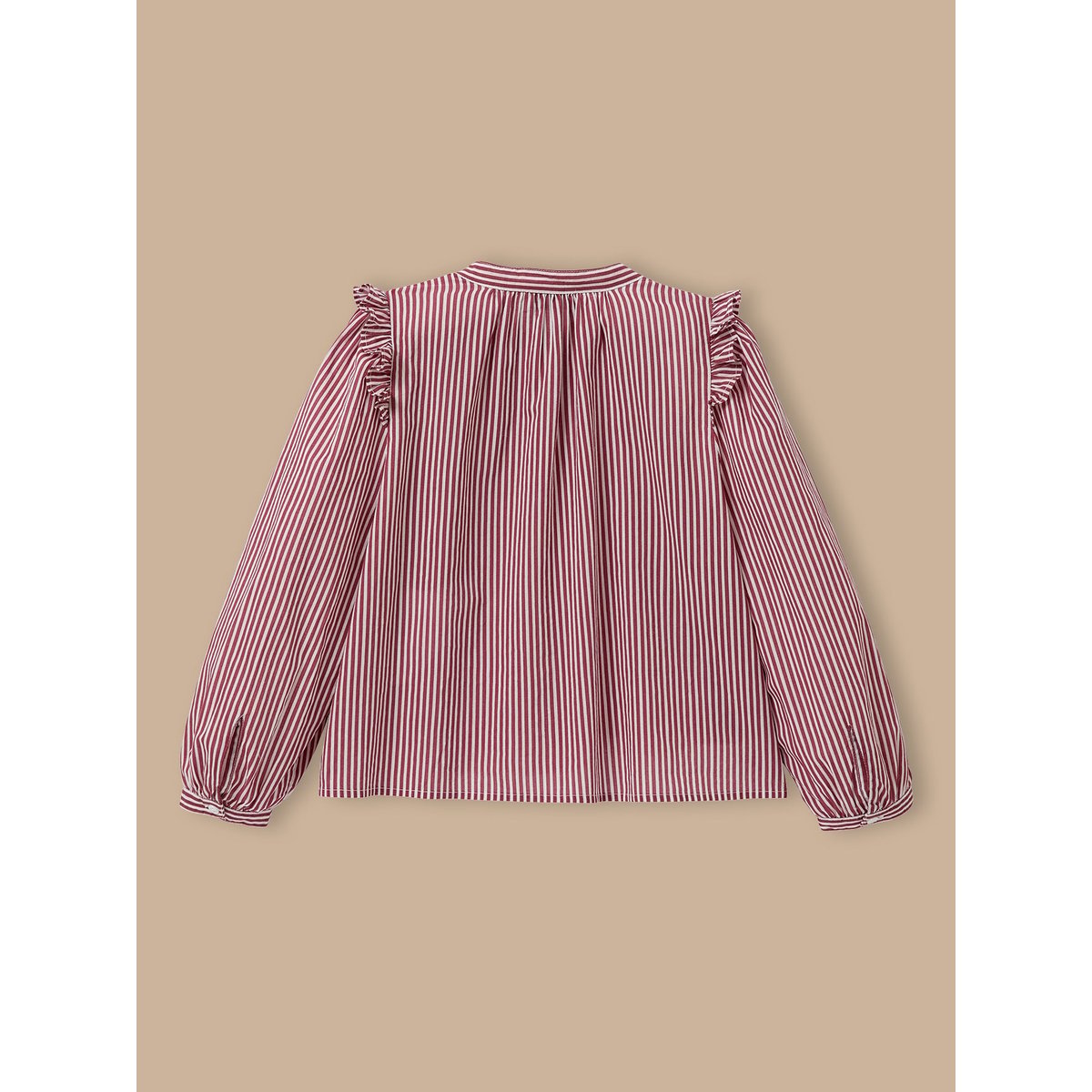 Chemise rayée volantée rayure cerise, CYRILLUS