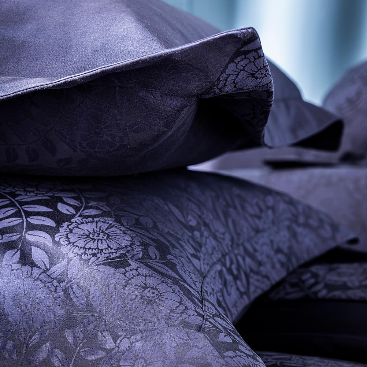 Taie d'oreiller en Coton, FLORA encre, LE JACQUARD FRANCAIS