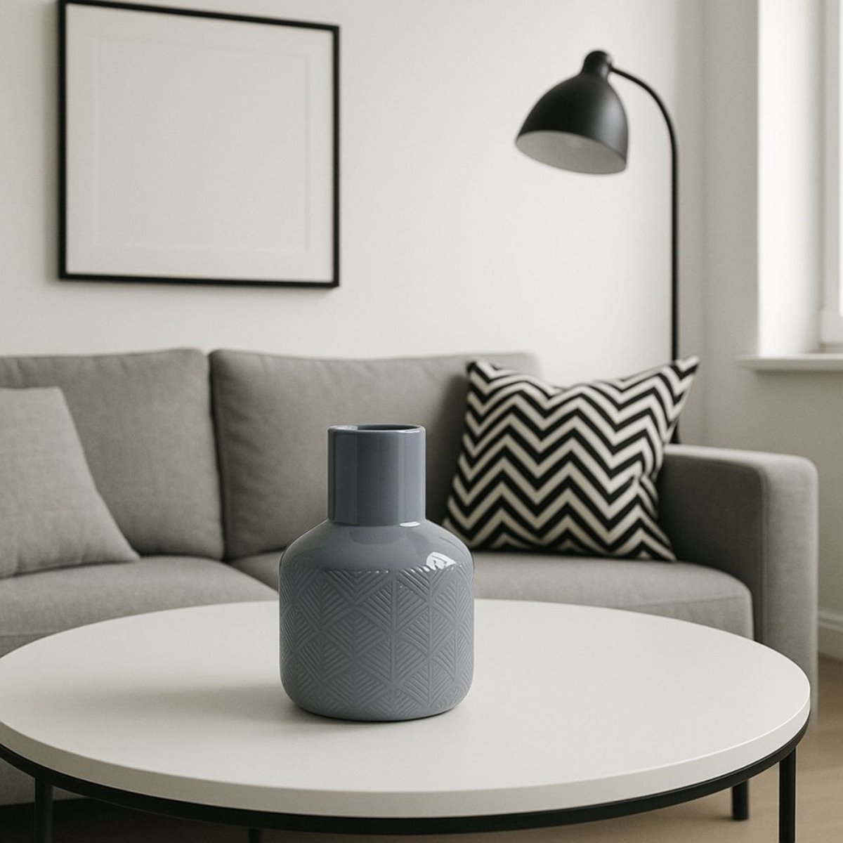 Vase en céramique, H17cm gris, ORNAMI