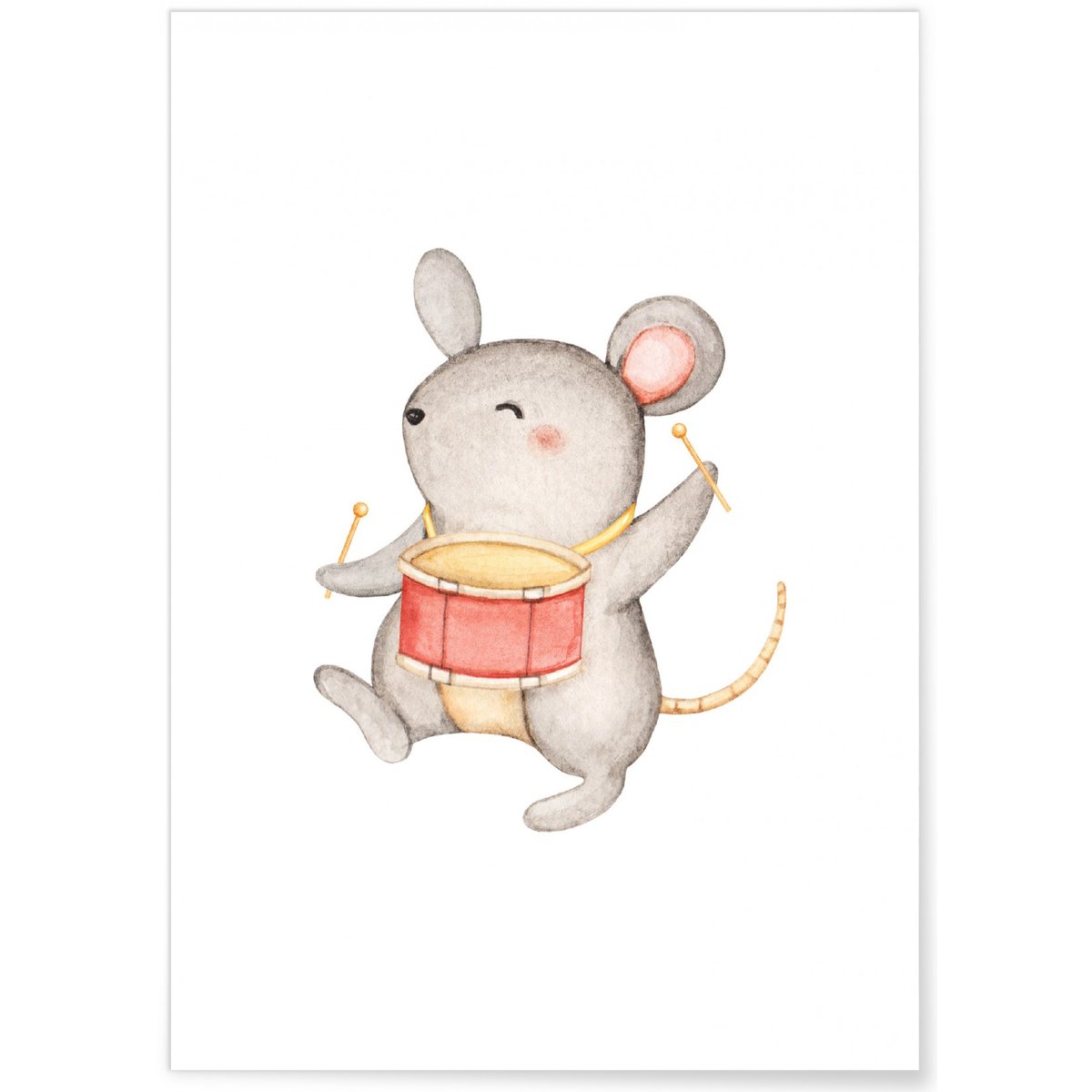 Affiche Enfant Souris Tambour blanc, L'AFFICHERIE