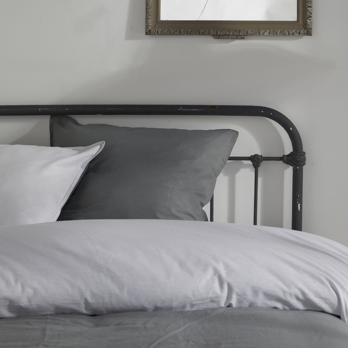 Parure de lit coton uni CHARME gris, TODAY