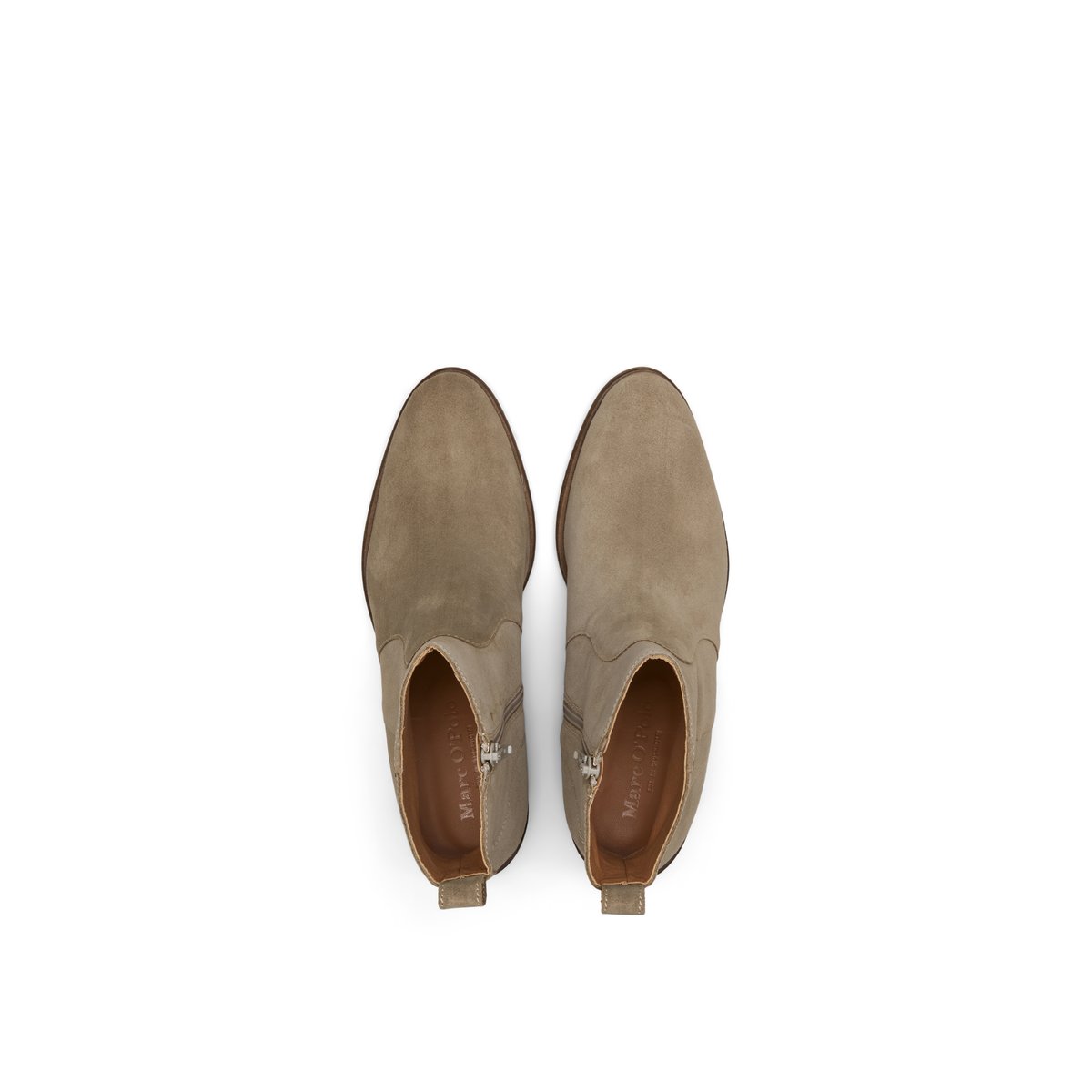 Bottines Modèle Marcia en cuir velours doux marron clair, MARC O'POLO