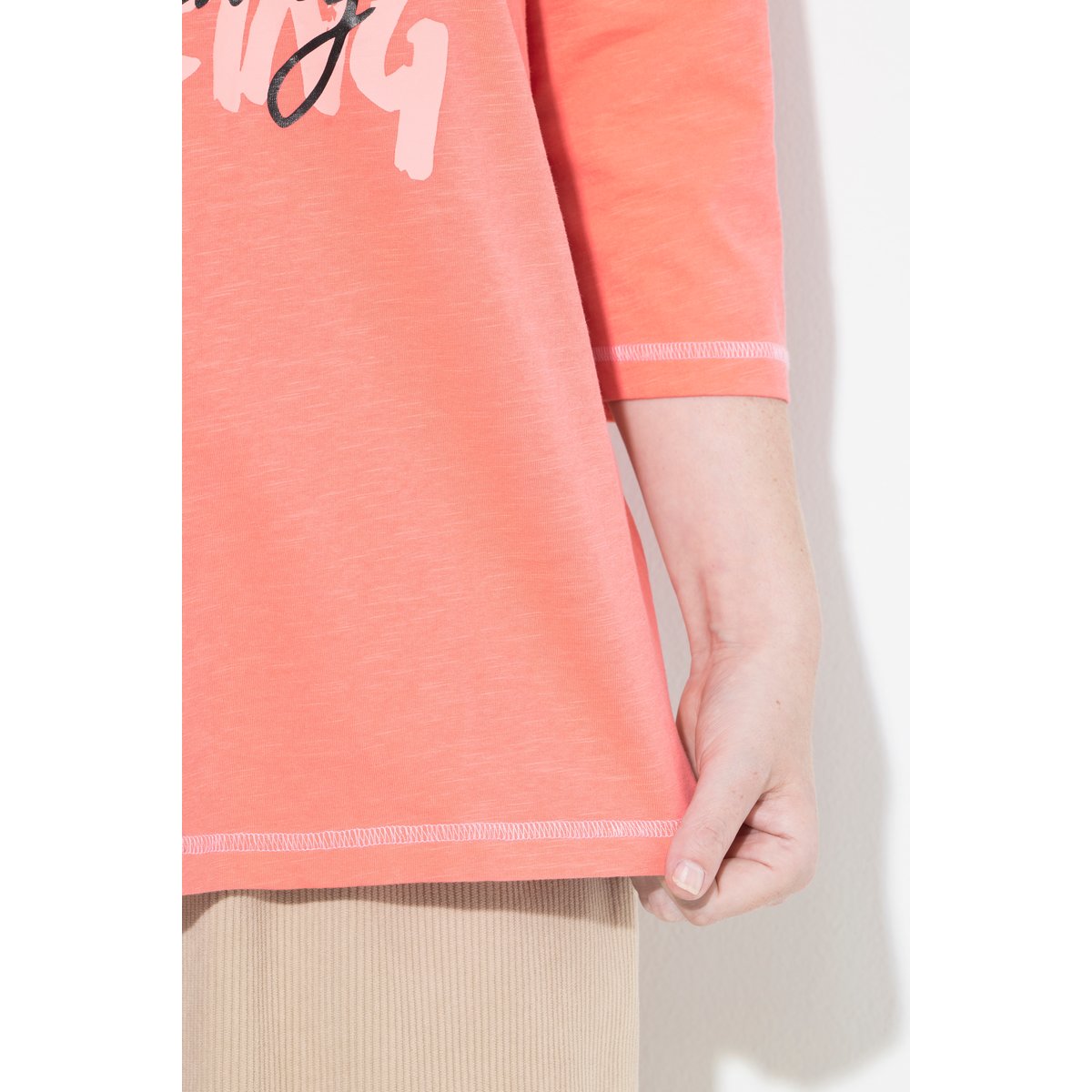 T-shirt avec message corail, ULLA POPKEN