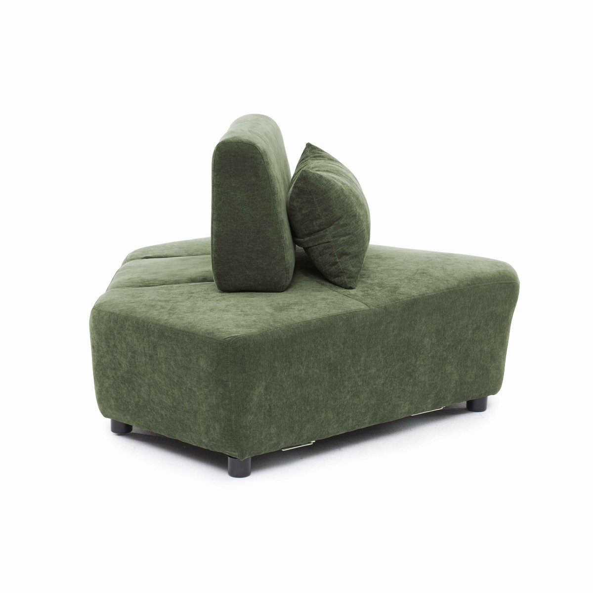 Fauteuil d'angle pour canapé modulable en tissu avec coussin dossier ajustable, CALLISTO vert, OVIALA