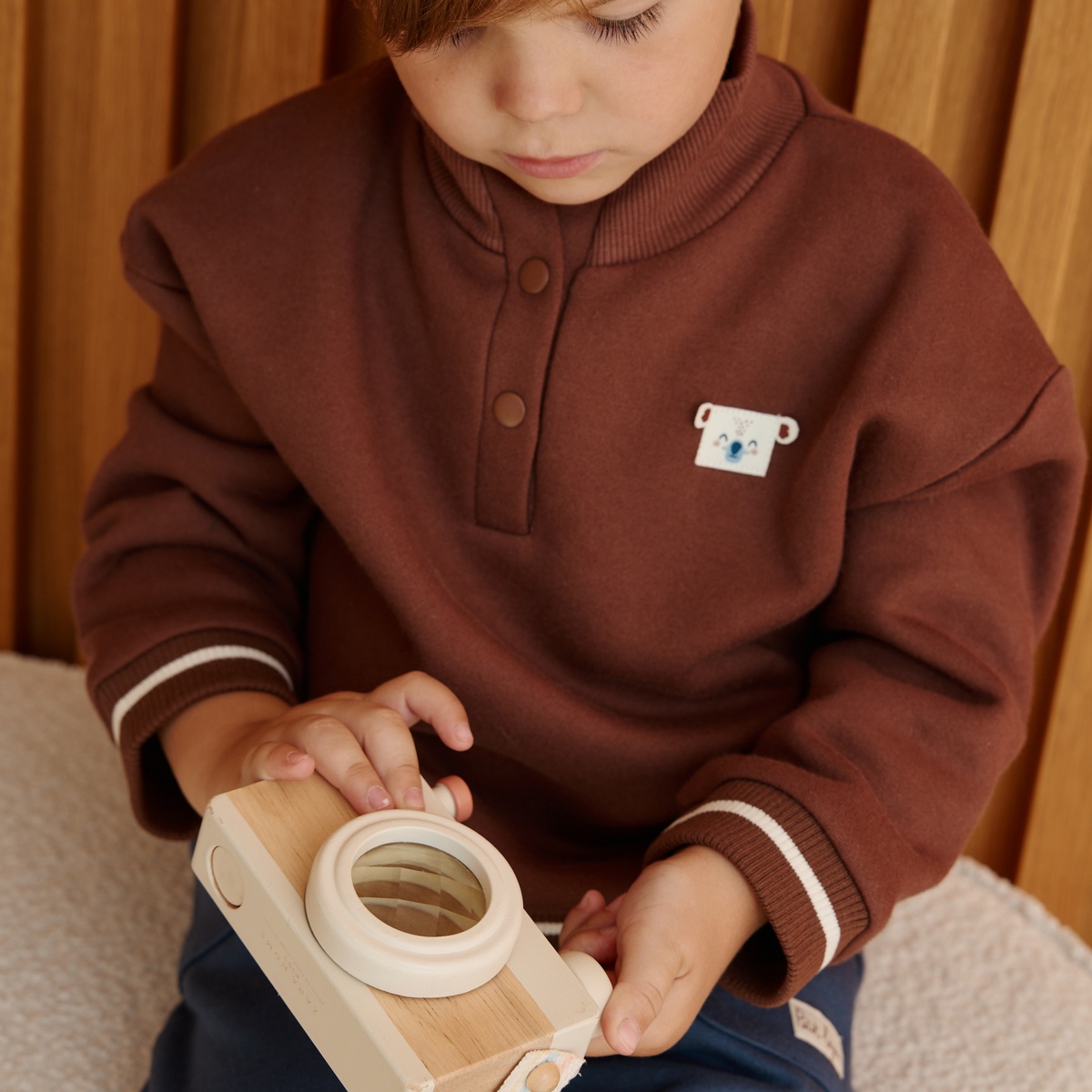 Sweat-shirt bébé en molleton Mathéo marron, PETIT BEGUIN
