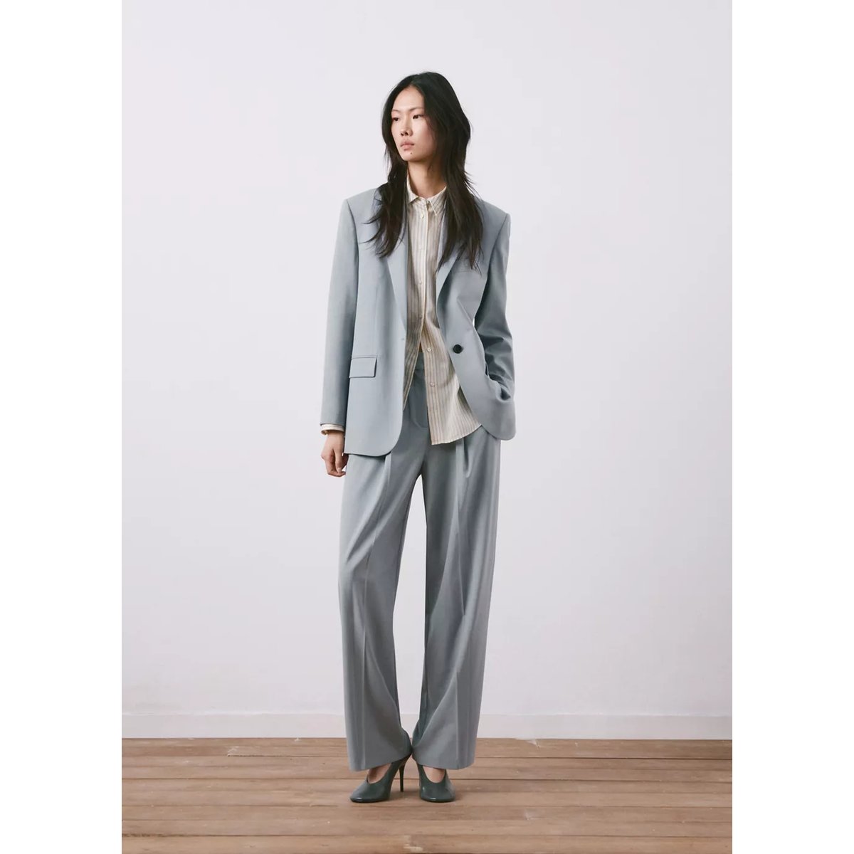 Pantalon droit costume bleu, MANGO