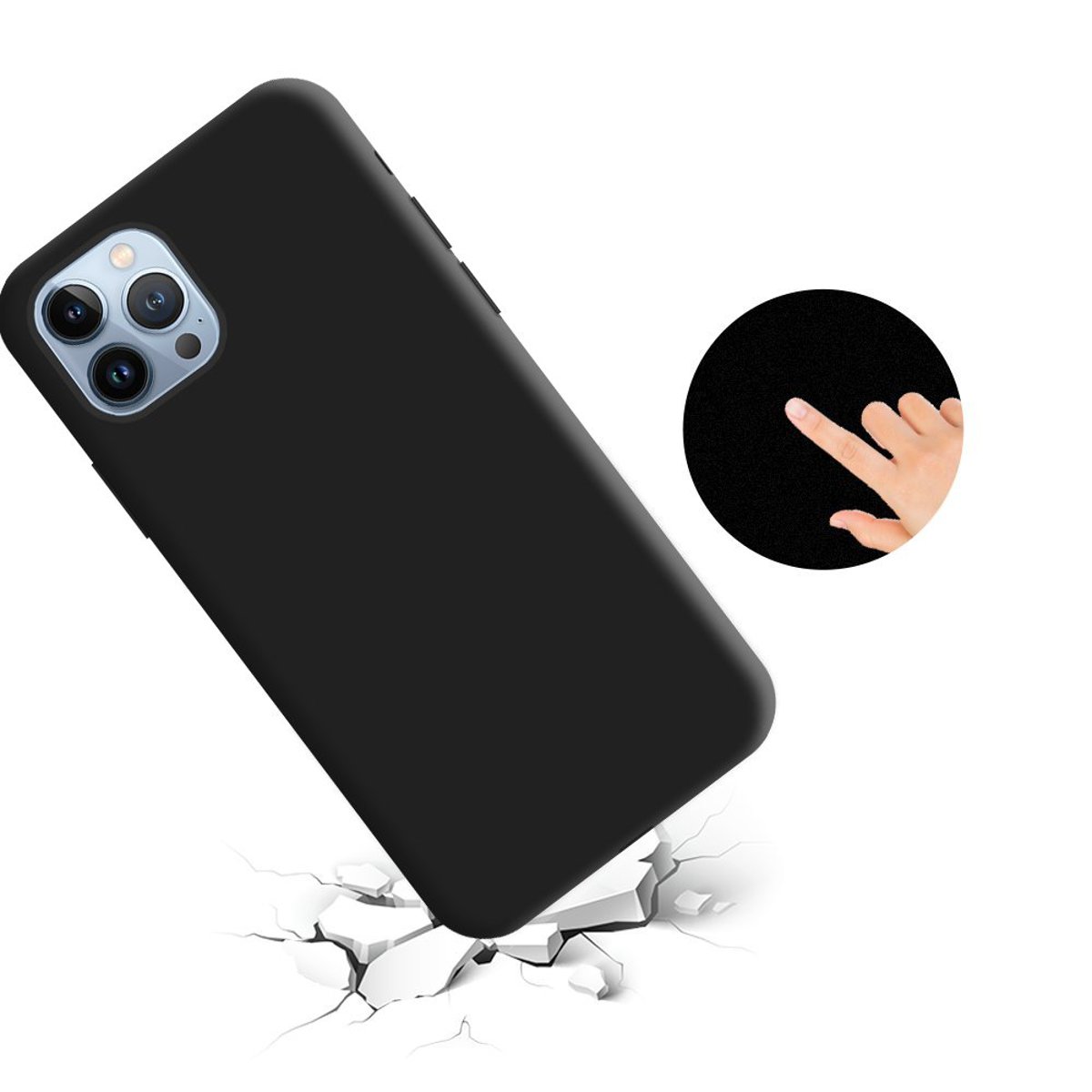 Coque silicone liquide iPhone 13 Pro noir, EVETANE