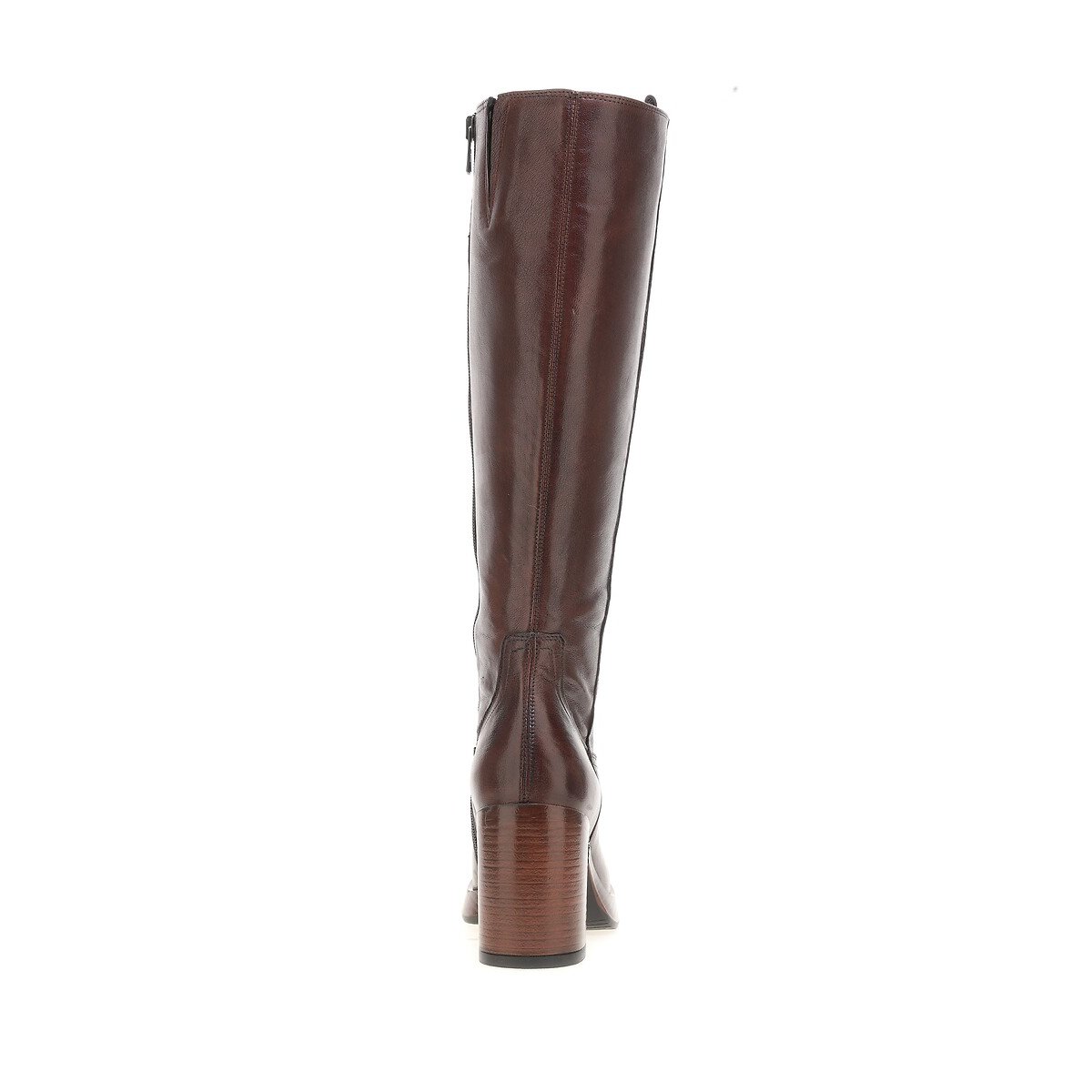 Botas de tacón, con puntera cuadrada, de piel chocolate, MJUS