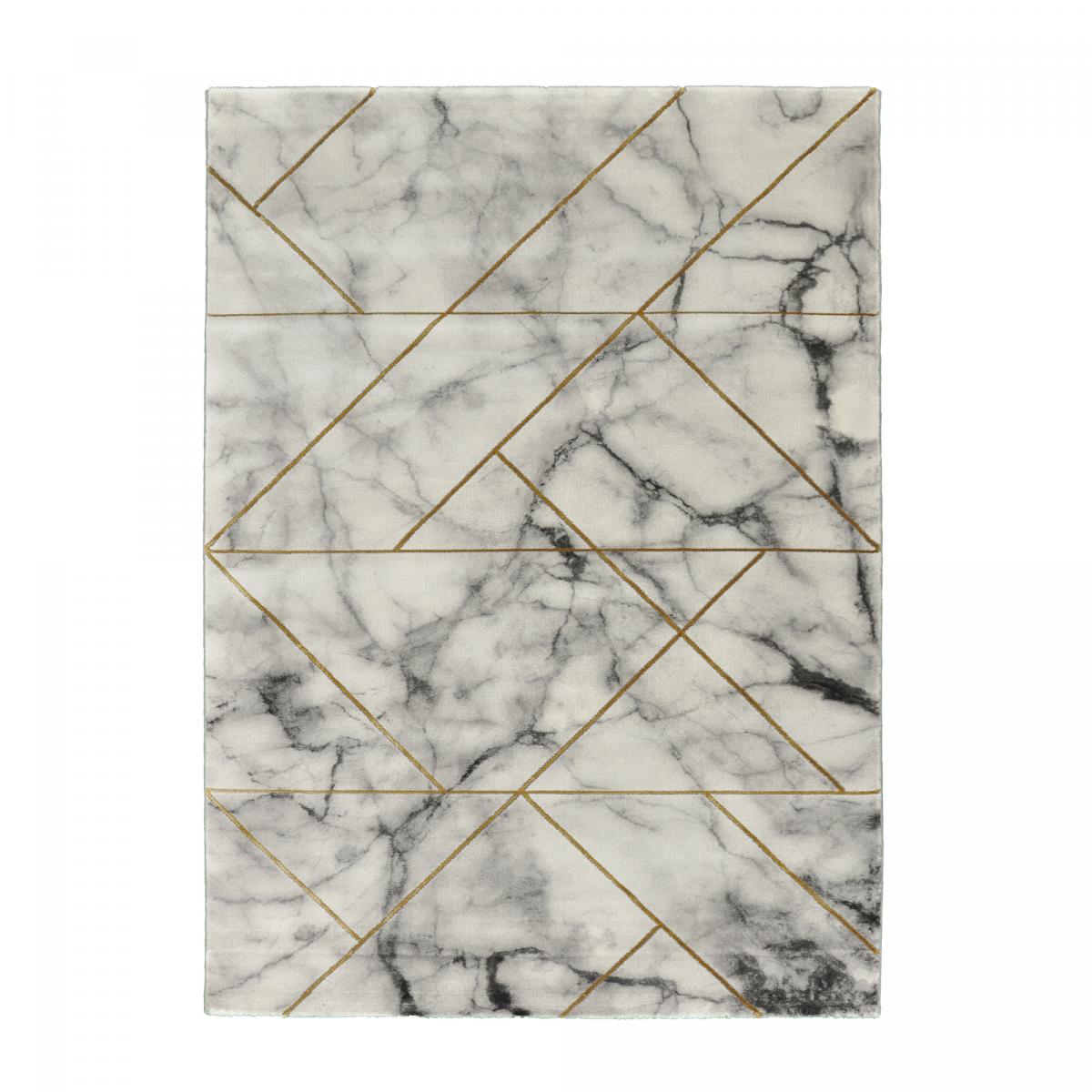 Tapis salon et chambre tissé motif abstrait MARBLI gris, or, UN AMOUR DE TAPIS