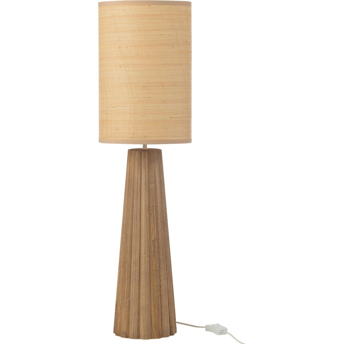 Lampe de salon en bois forme ronde bois naturel clair et beige, RECOLLECTION