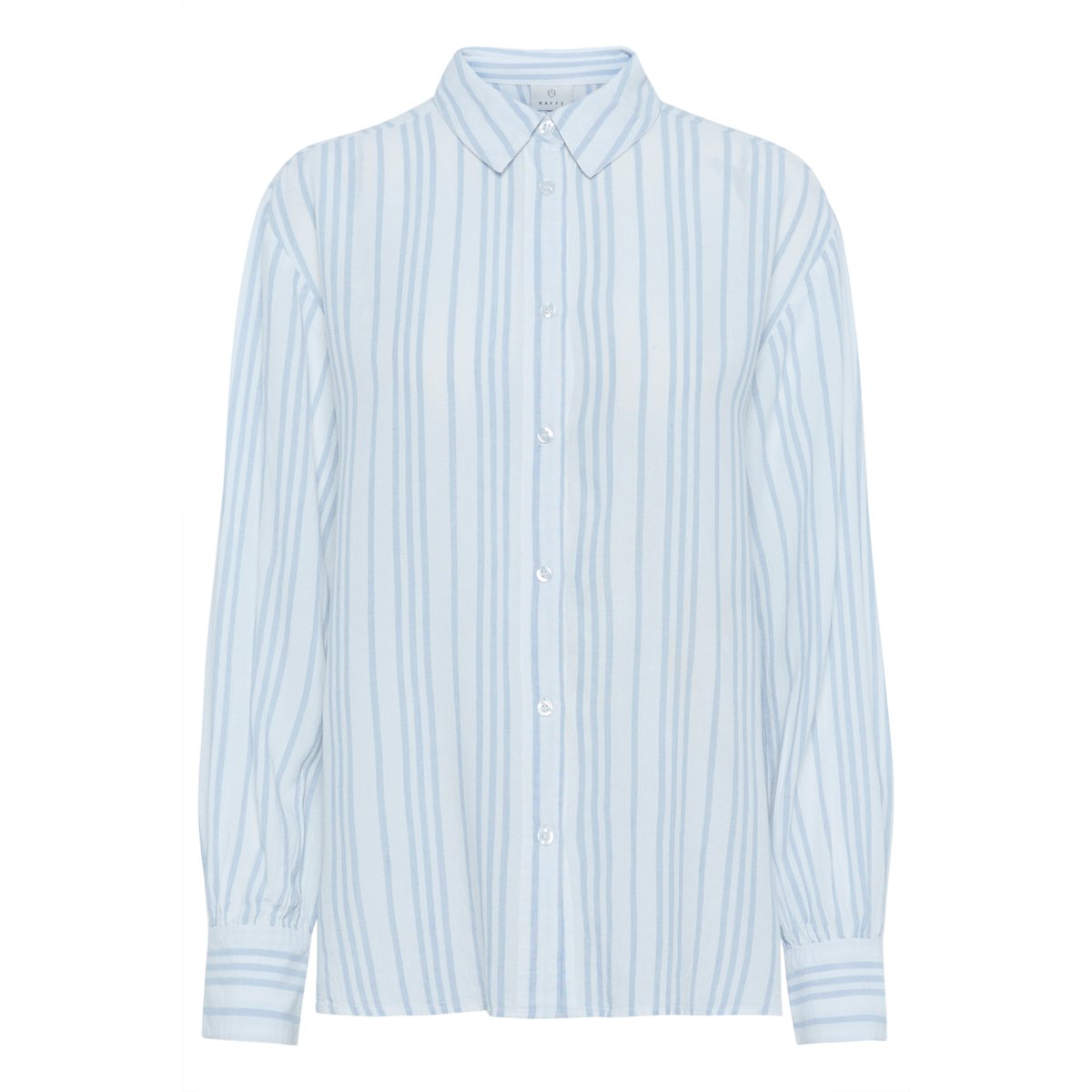 Long sleeved shirt blanc chalk/bleu soft chambray rayé, KAFFE