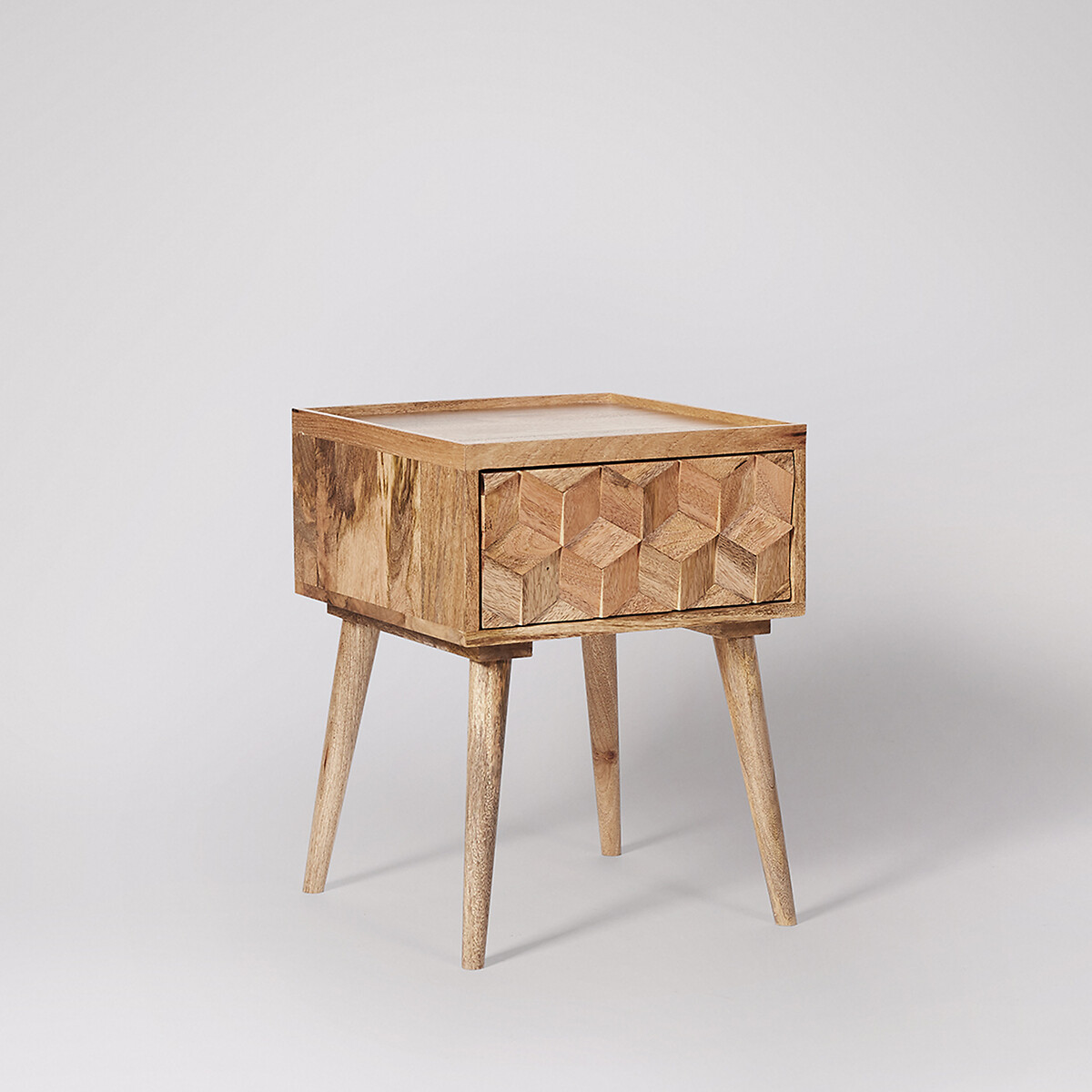 Terning Mango Wood 1 Drawer Bedside Table light wood, SWOON