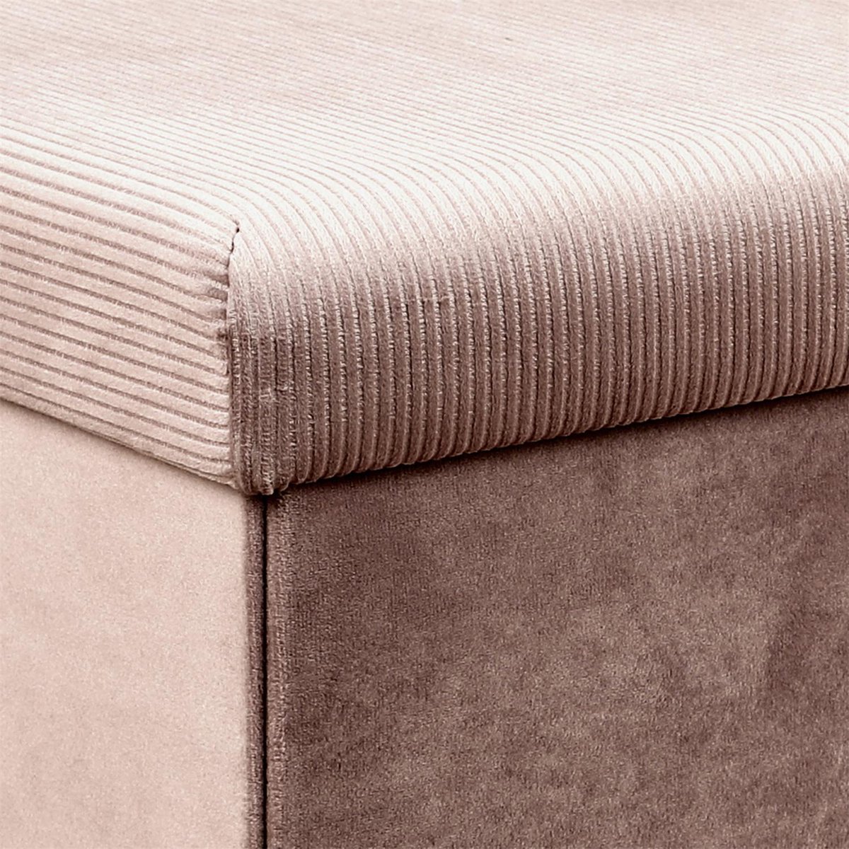 Banc coffre de rangement pliable en velours côtelé GIULIA rose, EDEN