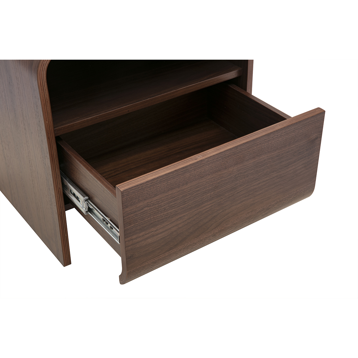 Table de chevet avec tiroir en bois foncé noyer KYLIA couleur unique, MILIBOO