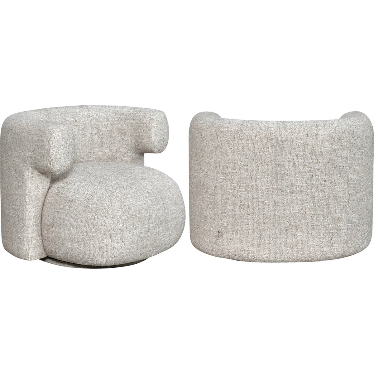 Fauteuil lounge pivotant en tweed crème tweed, RECOLLECTION