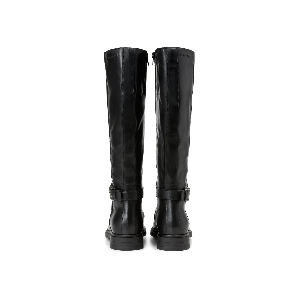 Bottes à tige haute, modèle Paula en cuir de veau de première qualité noir, MARC O'POLO