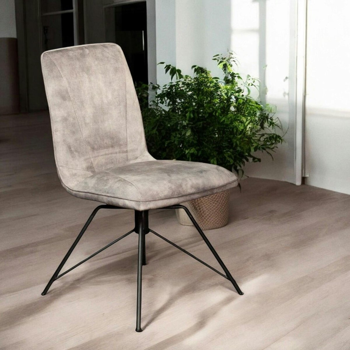 Chaise pivotante en velours (lot de 2) OKA gris, PIER IMPORT