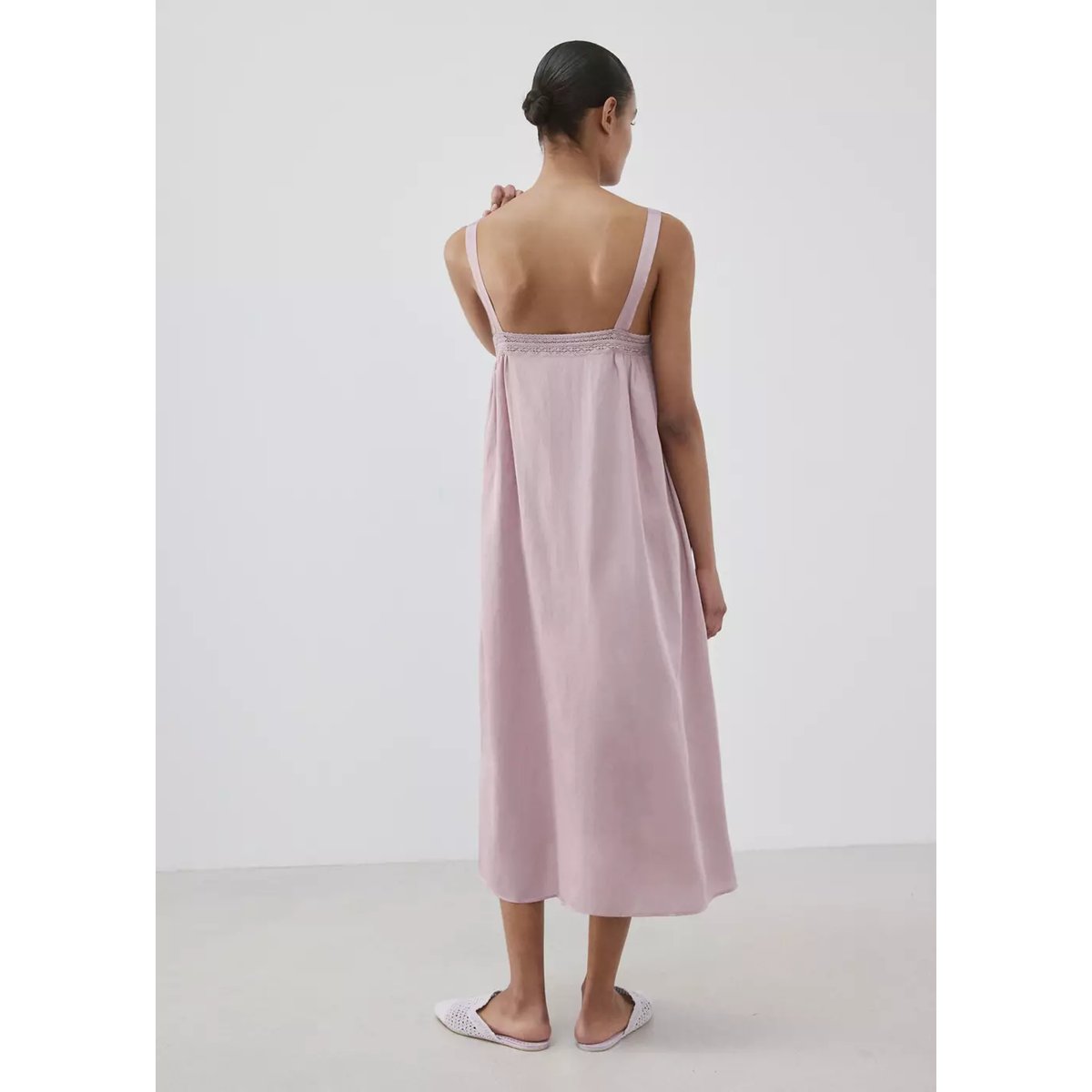 Chemise de nuit détails ajourés violet, MANGO