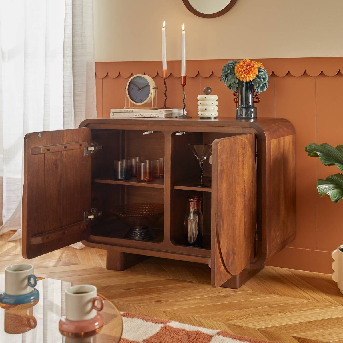 Buffet rectangulaire avec portes en manguier SHELTY cognac, ATMOSPHERA