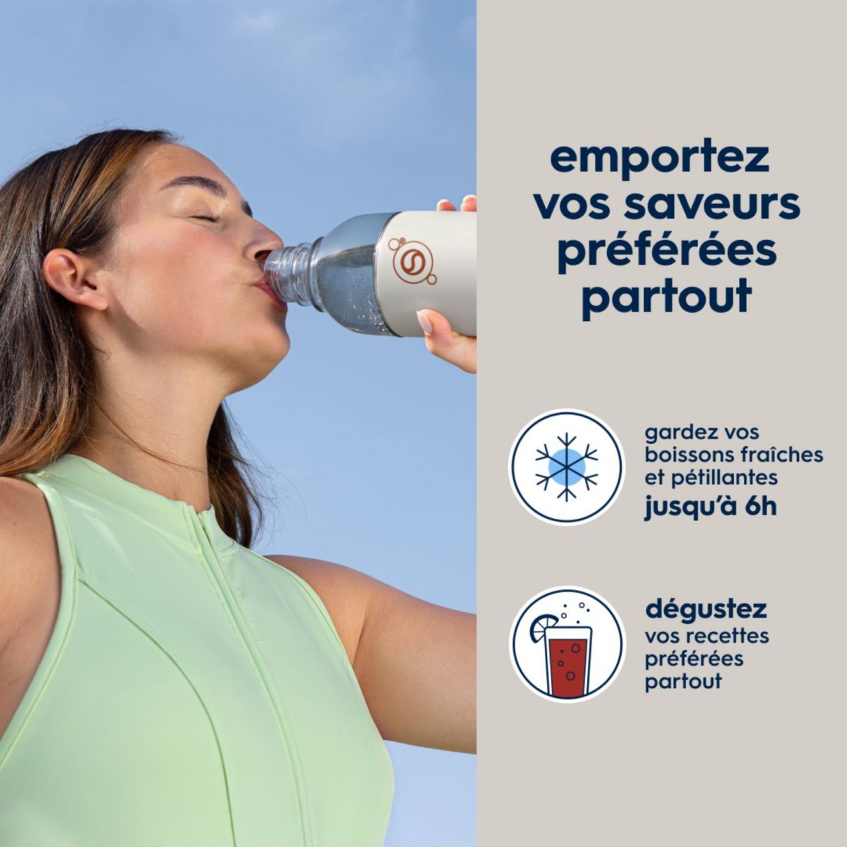 Bouteille isotherme Fizz & Go EASY MIX sable 0.7L couleur unique, SODASTREAM