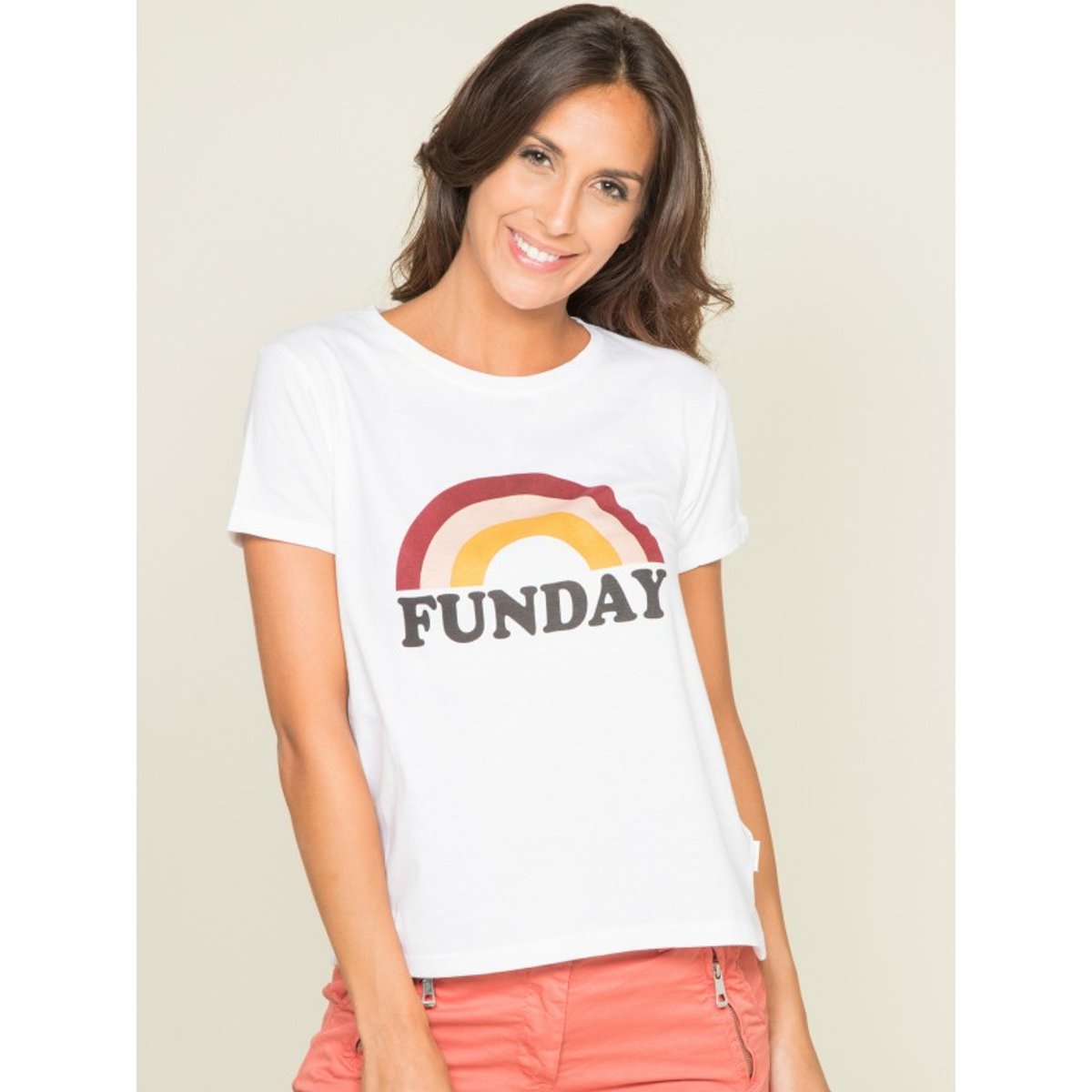 T-shirt Col Rond Message Fina blanc, DONA LISA