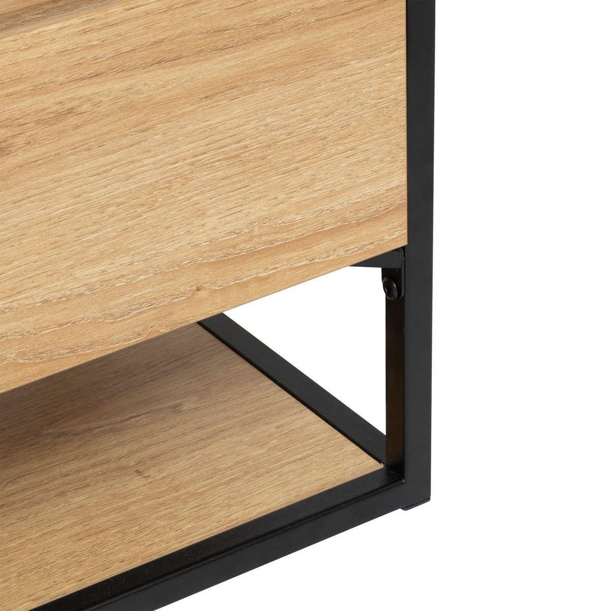 Meuble TV 3 tiroirs effet bois et verre ALDEA beige, ATMOSPHERA
