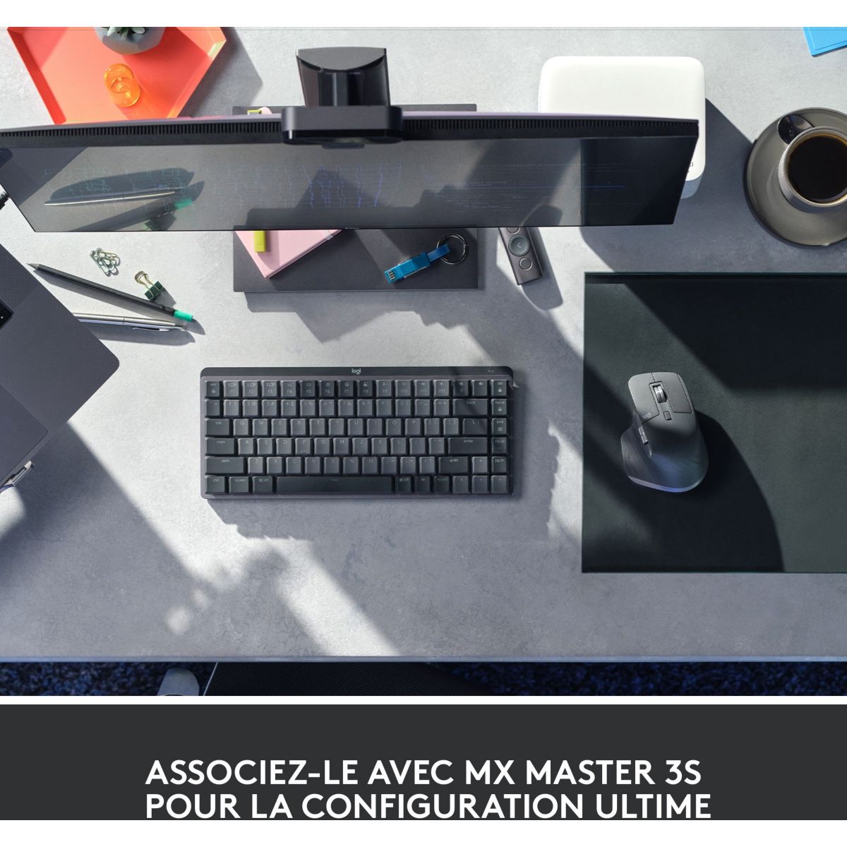 Clavier sans fil MX Mechanical Mini Rétroéclairé gris, LOGITECH