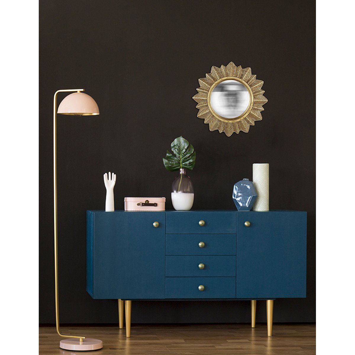 Miroir soleil convexe 23cm or, EMDE