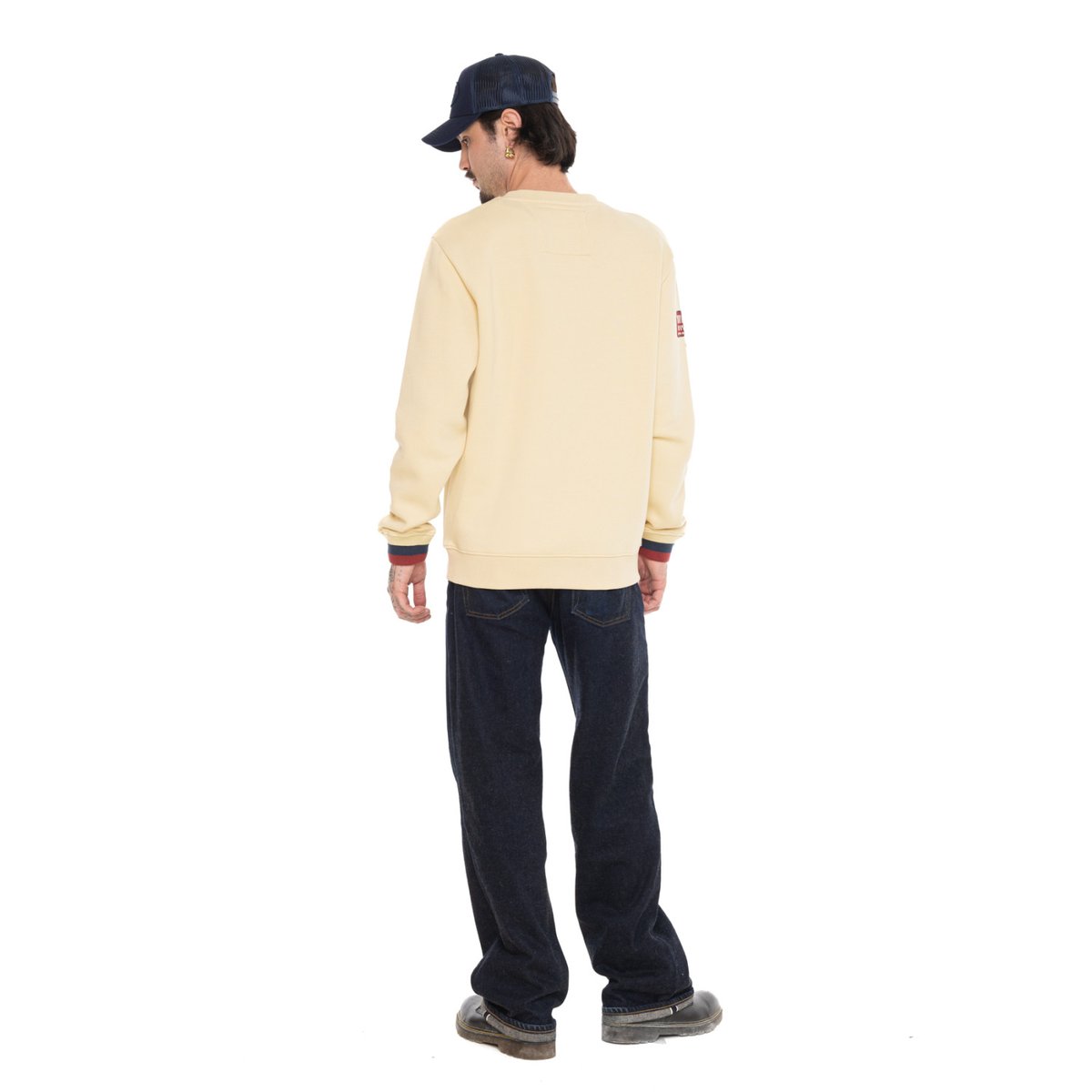 Sweatshirt coton LEWIS beige/bleu marine/rouge, VON DUTCH