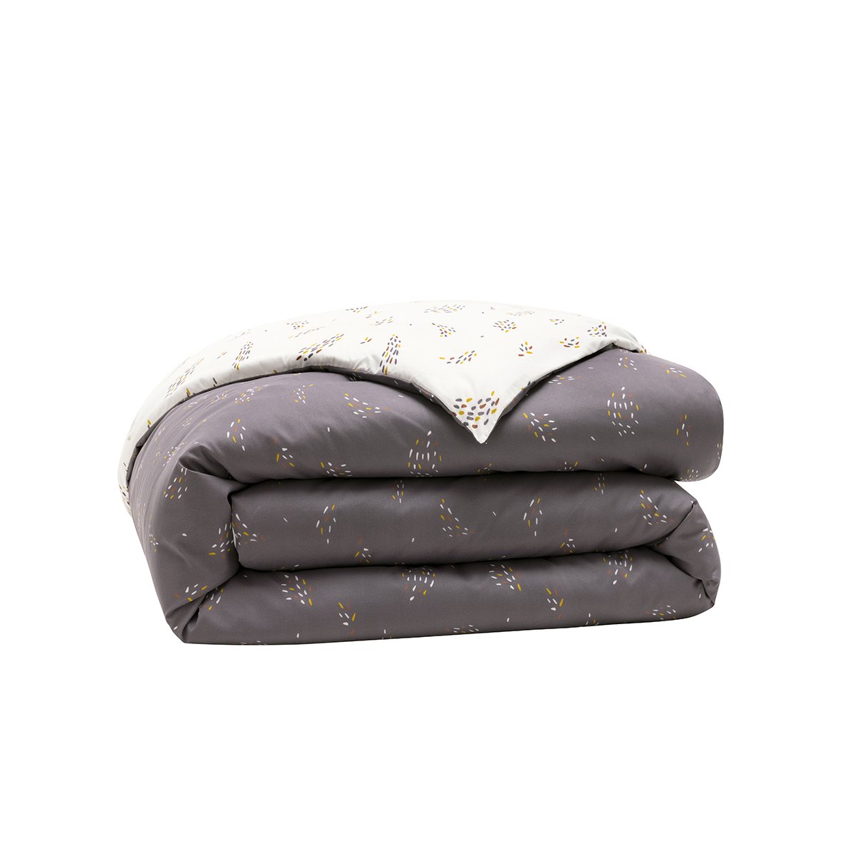 Parure de lit imprimée en microfibre, taies carrées, AMALIA gris, A DEMAIN