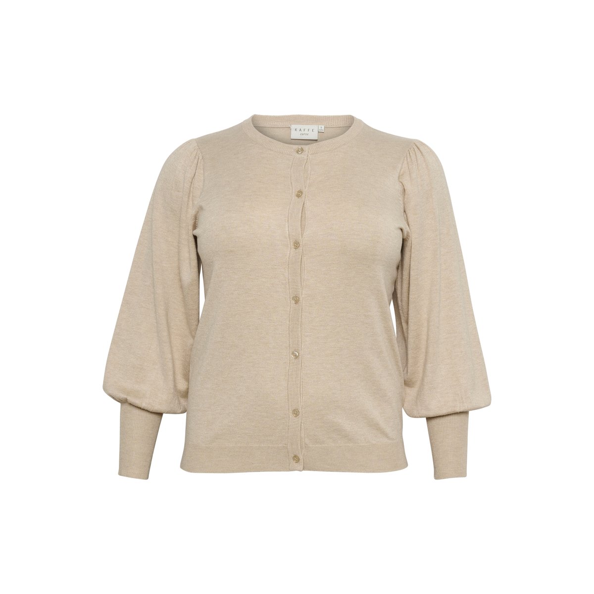 Knitted cardigan beige feather gray melange, KAFFE CURVE