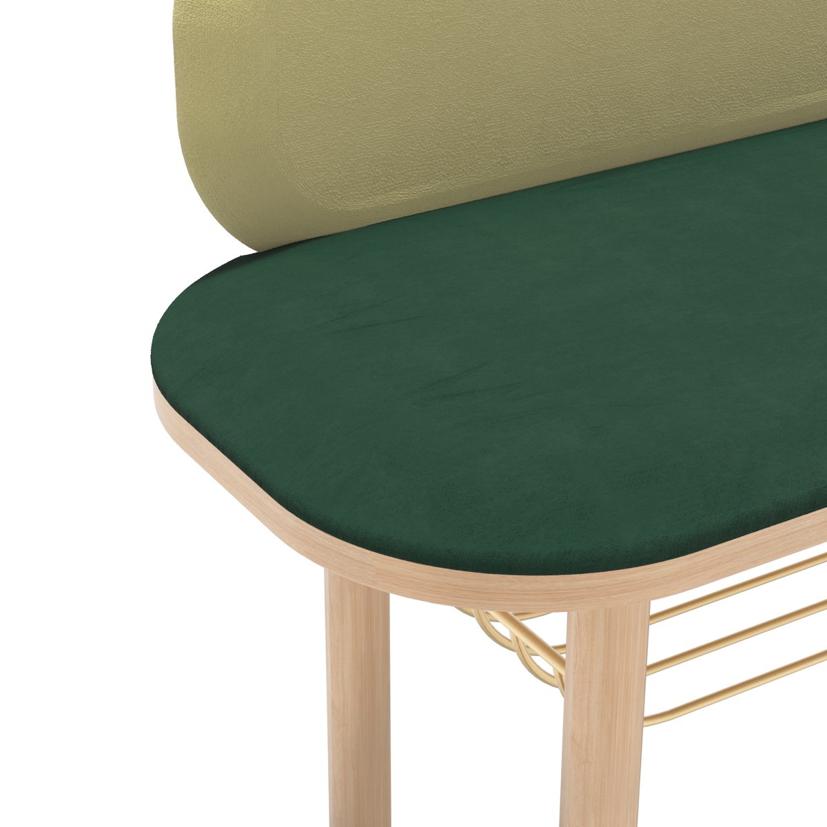 Banc d'entrée avec dossier et rangement, EUSTACHE vert, HARTO