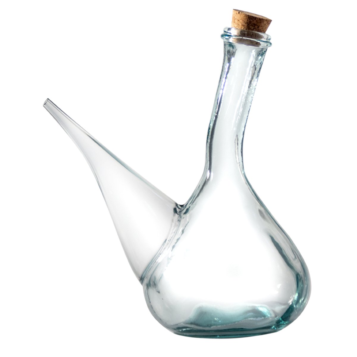 Porron en verre 1 L avec bouchon en liège transparent / cristal, TABLE PASSION