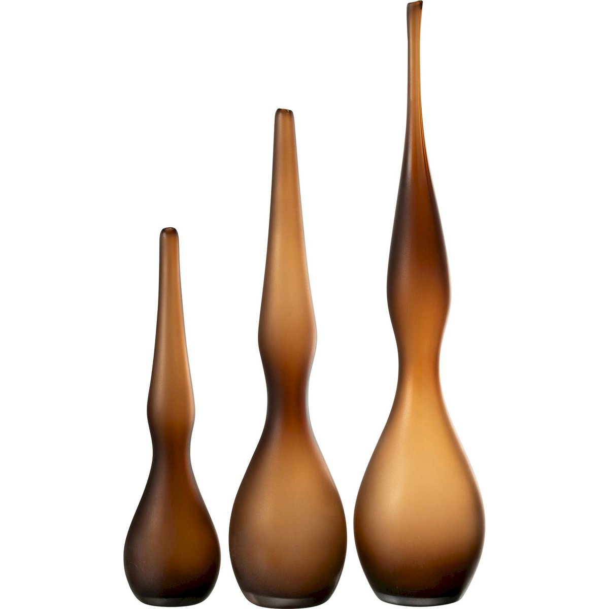 Lot de 3 vases courbes en verre marron, RECOLLECTION