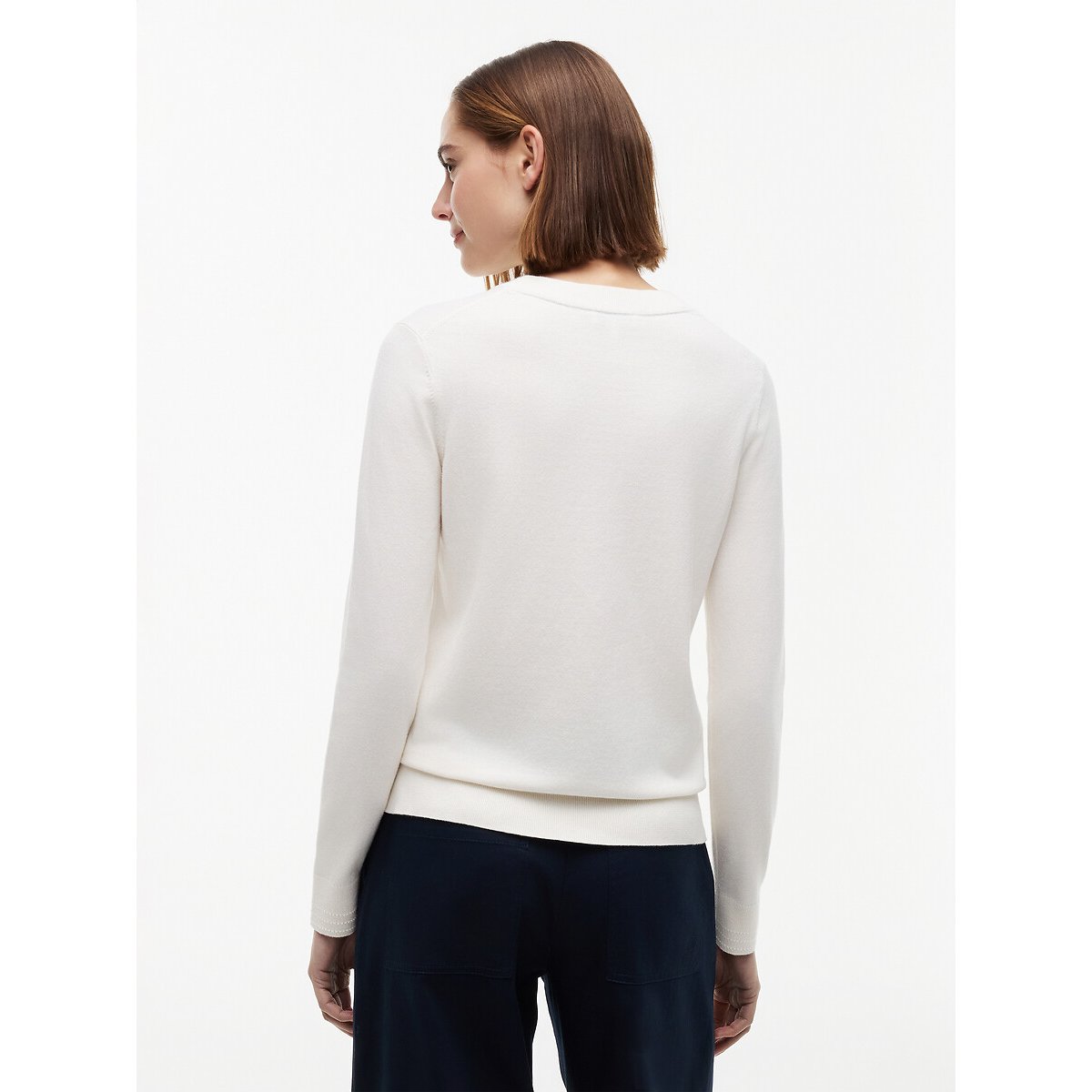 Pull col rond manches longues ivoire, TOMMY HILFIGER