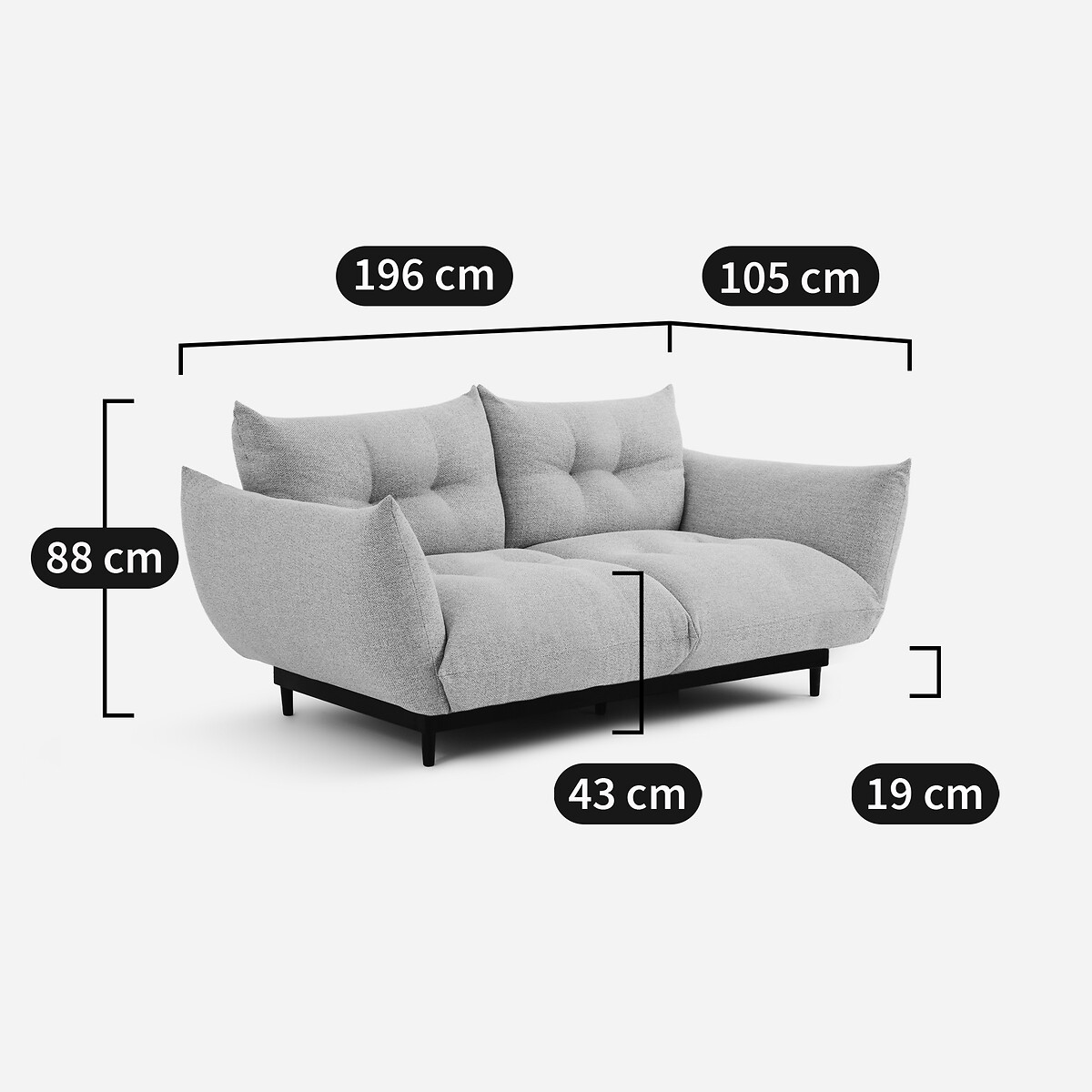 Compacte 3-zitsbank van gevlochten polyester, VITORIA aquamarine, AM.PM