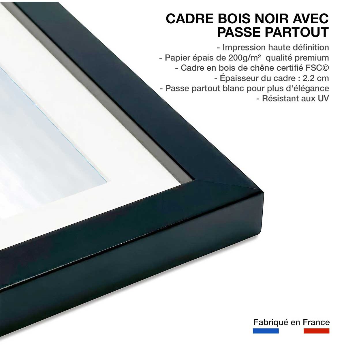 Affiche animaux profile Family affiche + cadre en bois - noir, HEXOA