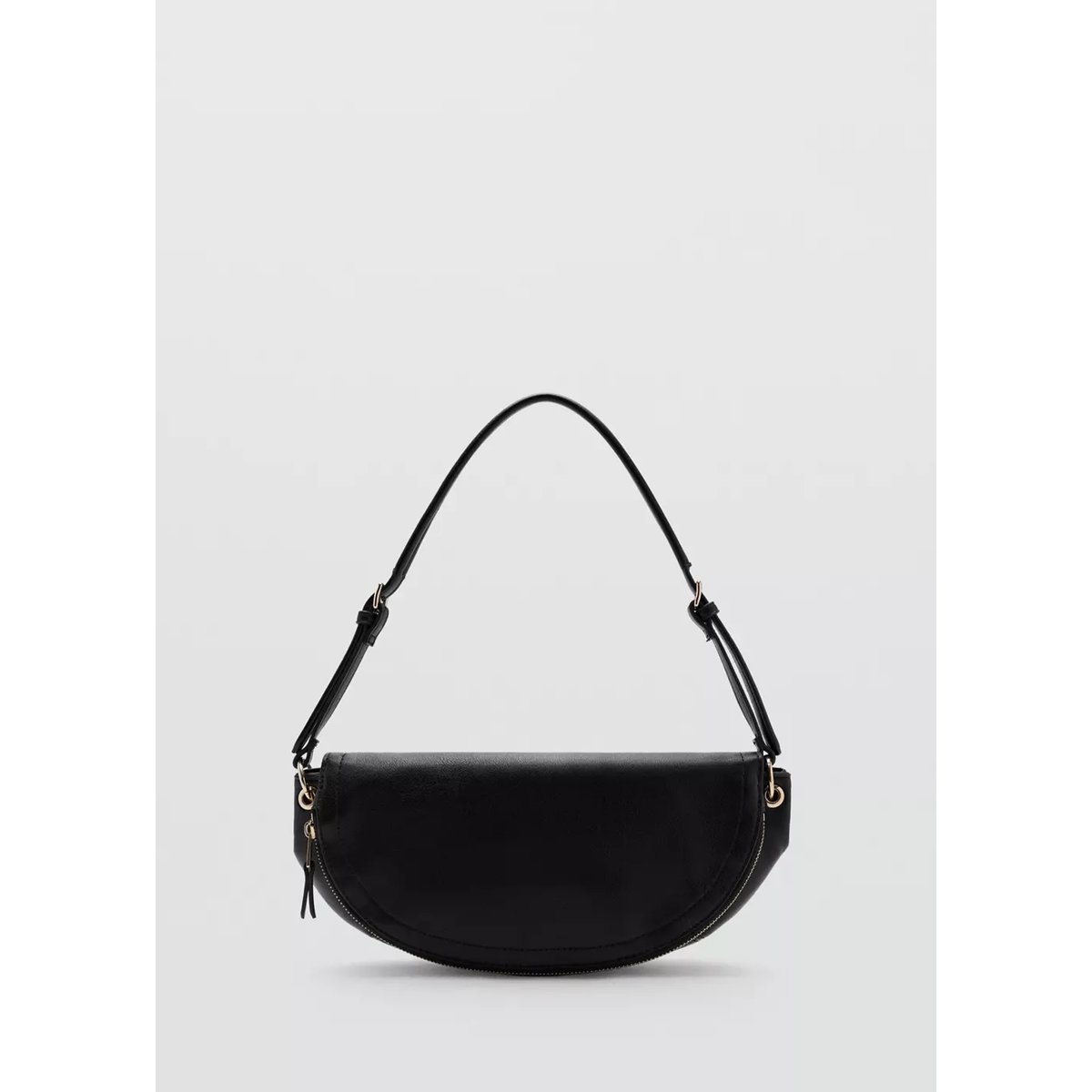 Sac à bandoulière en cuir synthétique, forme semi-circulaire noir, MANGO